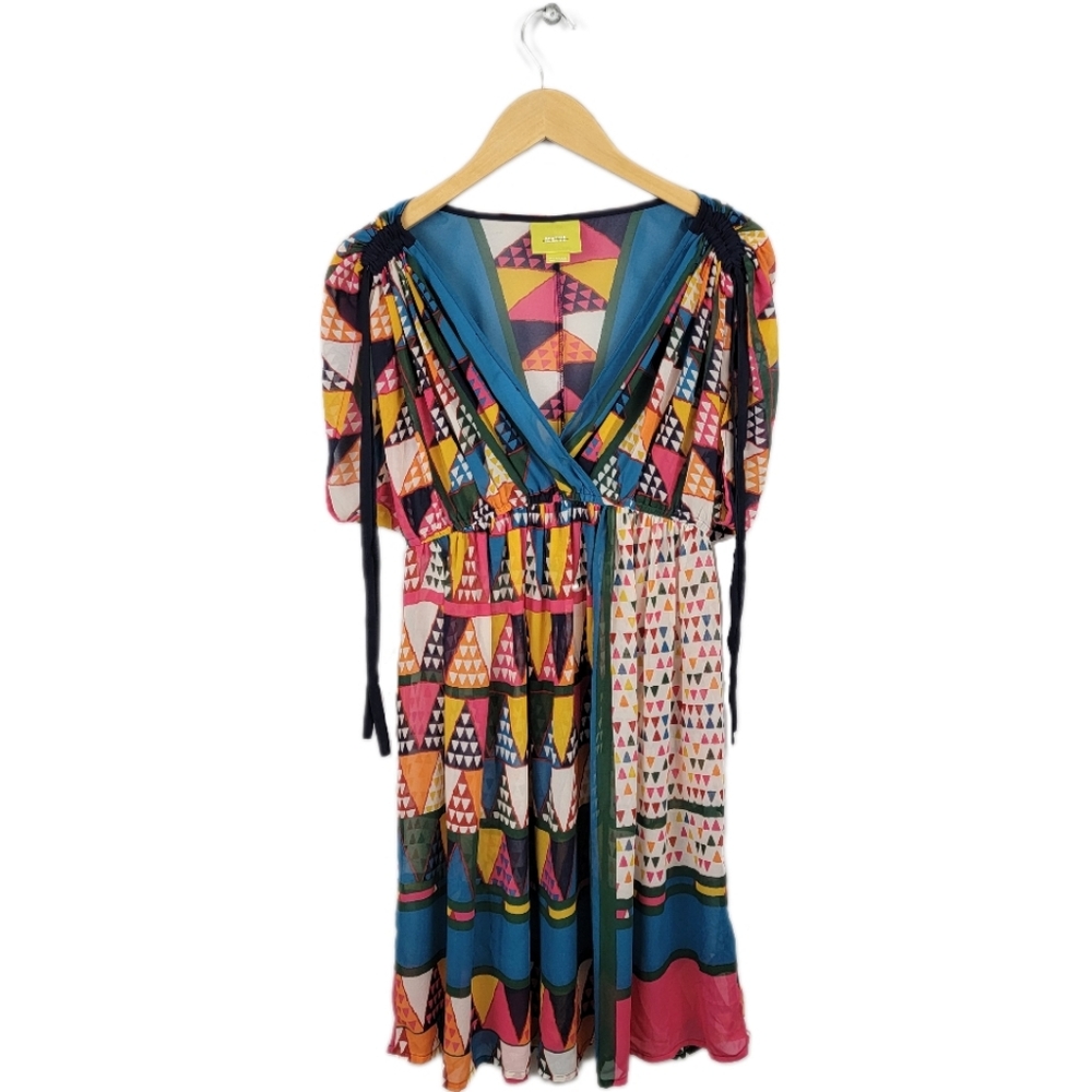 🆕️Anthropologie Mauve Geometric Print Multicolor Flowy Dress